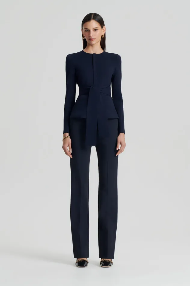 Scanlan Theodore Jackets Women CREPE KNIT CURVED HEM JACKET NAVY