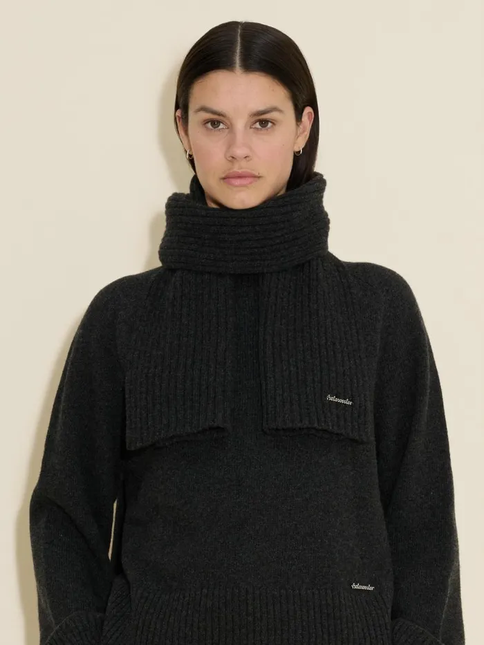 Scarves WomenMen Holzweiler Lambswool Rib Scarf Dk Grey