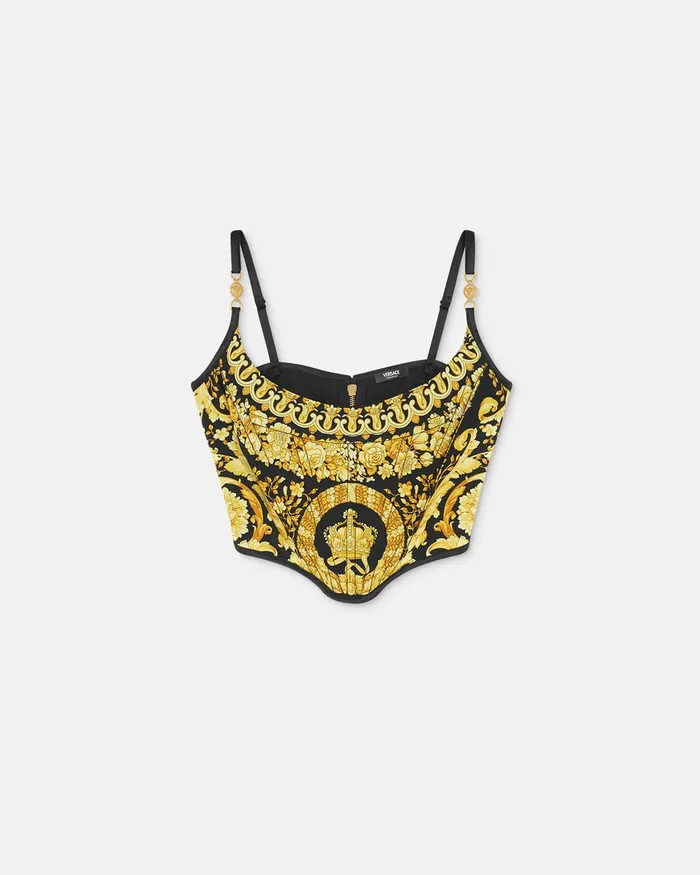 Shirts and Tops Women Versace La Coupe Des Dieux Corset Top Blackprint