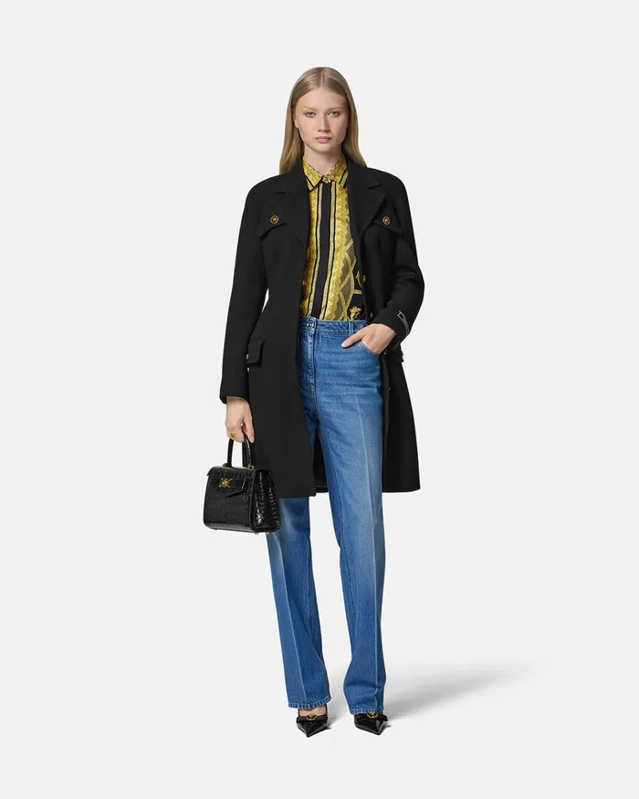 Shirts and Tops Women Versace La Coupe Des Dieux Silk Shirt Black