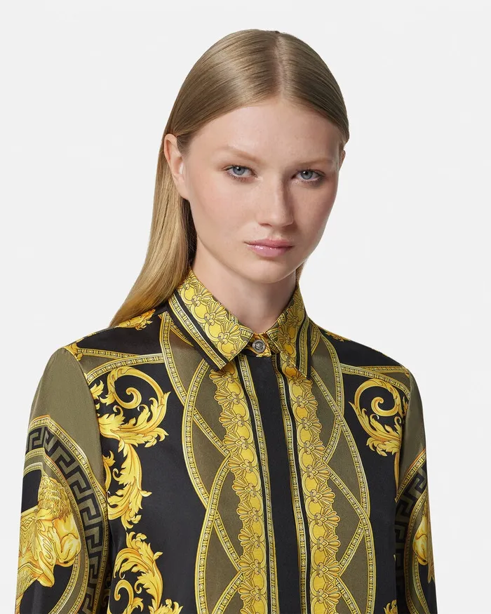 Shirts and Tops Women Versace La Coupe Des Dieux Silk Shirt Black