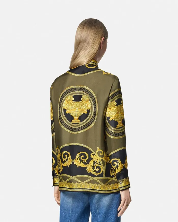 Shirts and Tops Women Versace La Coupe Des Dieux Silk Shirt Black