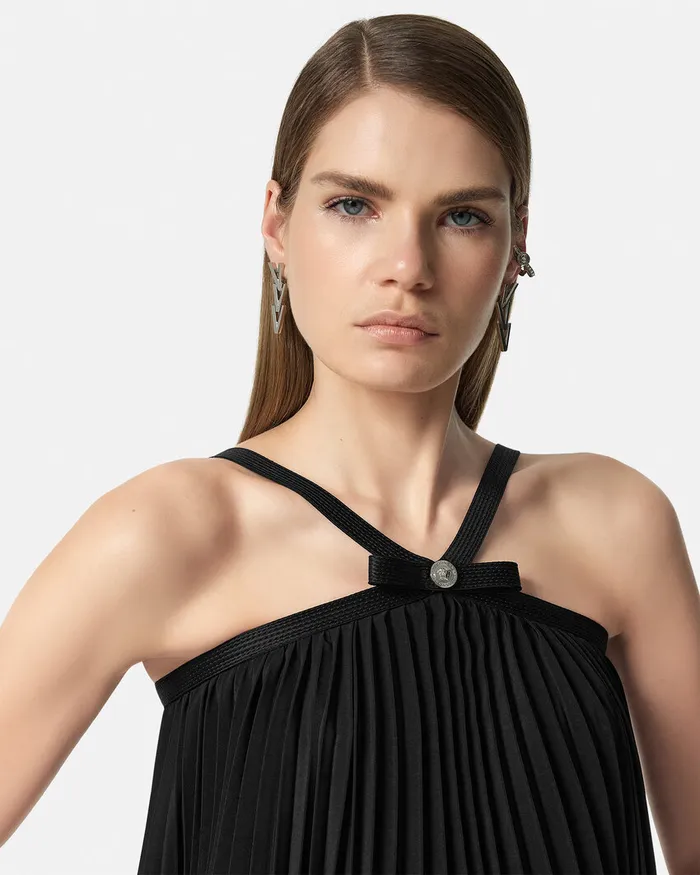 Shirts and Tops Women Versace Pleated Halterneck Top Black