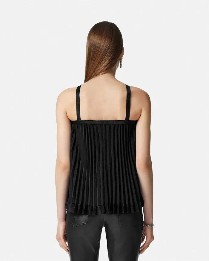 Shirts and Tops Women Versace Pleated Halterneck Top Black
