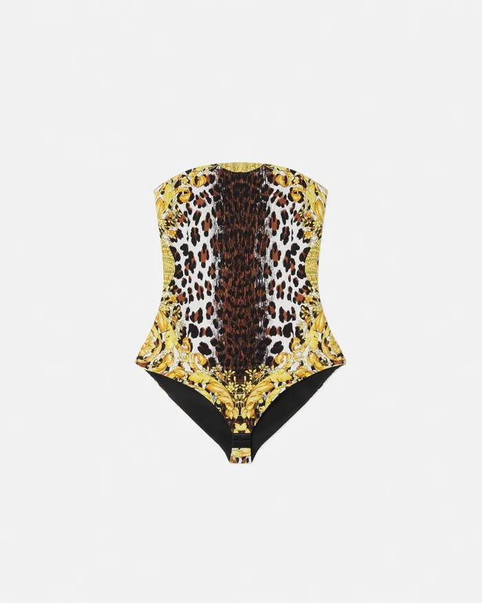 Shirts and Tops Women Versace Wild Barocco Silk Cady Corset Bodysuit Print