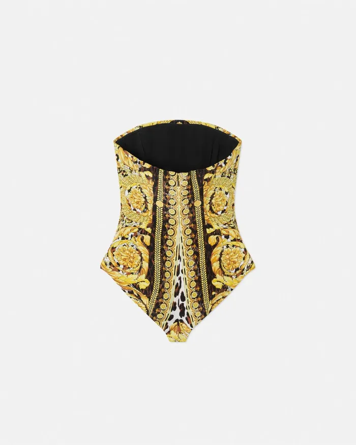 Shirts and Tops Women Versace Wild Barocco Silk Cady Corset Bodysuit Print