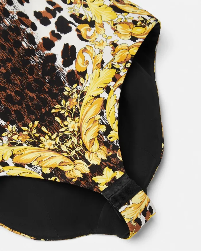 Shirts and Tops Women Versace Wild Barocco Silk Cady Corset Bodysuit Print