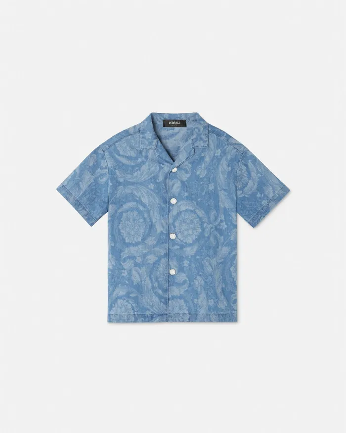 Shirts Kids Versace Barocco Chambray Shirt Light Blue