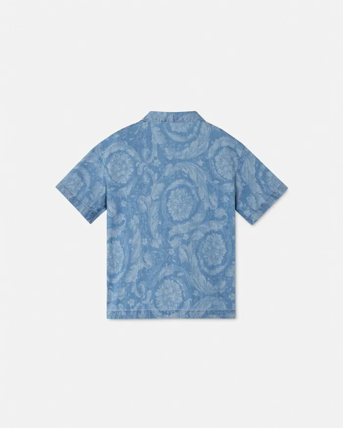Shirts Kids Versace Barocco Chambray Shirt Light Blue