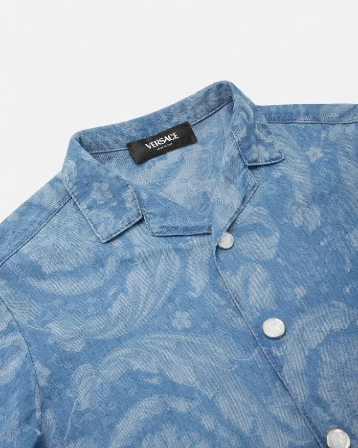 Shirts Kids Versace Barocco Chambray Shirt Light Blue
