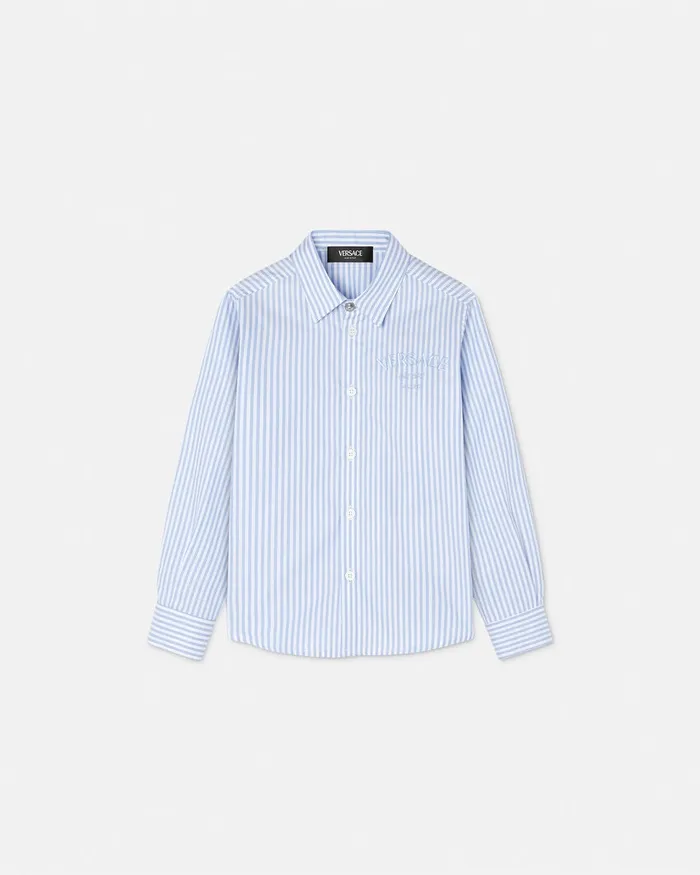 Shirts Kids Versace Oxford Striped Shirt White