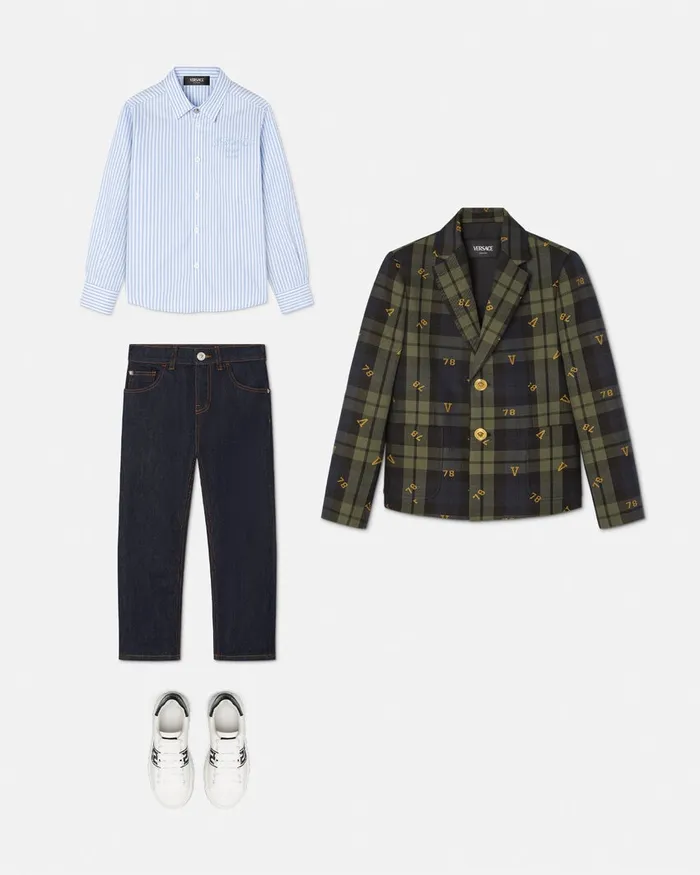 Shirts Kids Versace Oxford Striped Shirt White