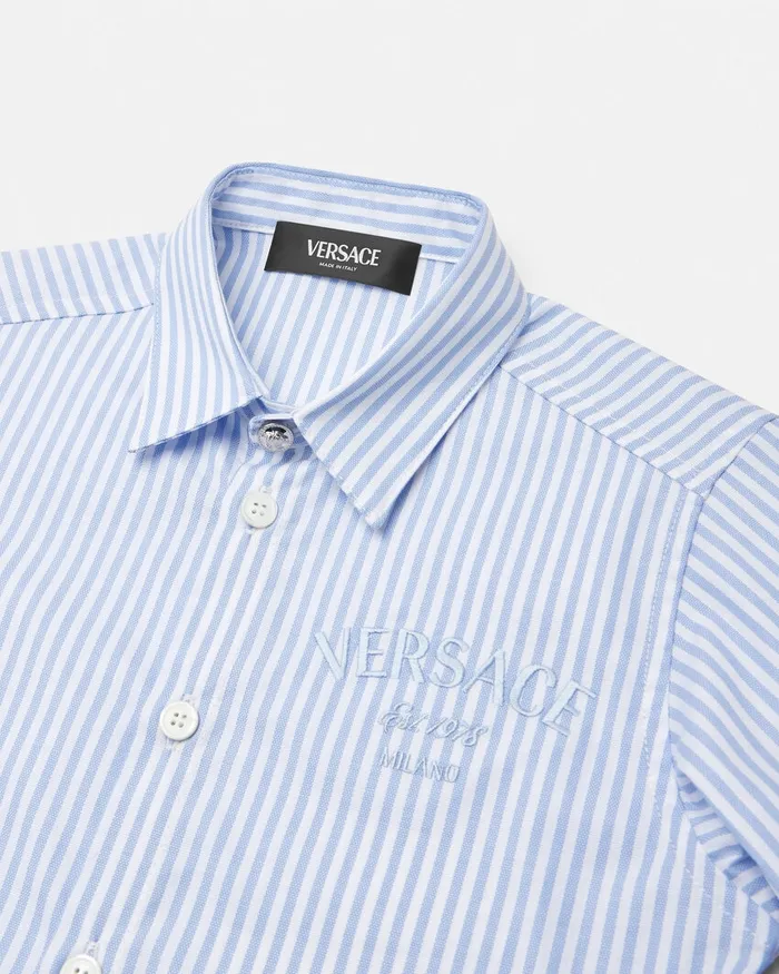 Shirts Kids Versace Oxford Striped Shirt White