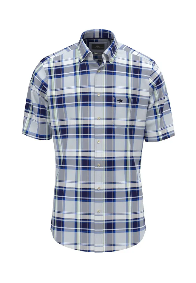 Shirts Men FYNCHHATTON Checked Halk Shirt With Buttondown Collar Strong Bluenavy