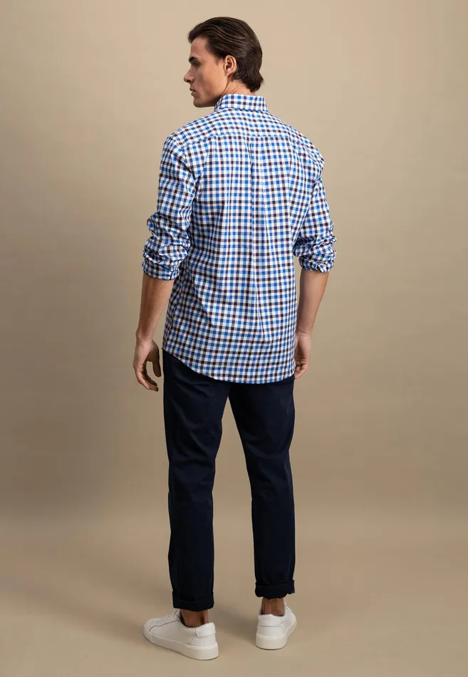 Shirts Men FYNCHHATTON Checked Shirt Made Of Fine Cotton baking View Is Missing Summer Breezestrong Blue