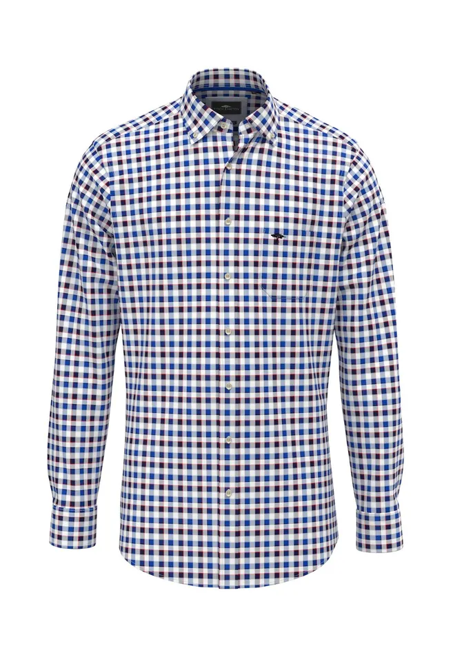 Shirts Men FYNCHHATTON Checked Shirt Made Of Fine Cotton baking View Is Missing Summer Breezestrong Blue