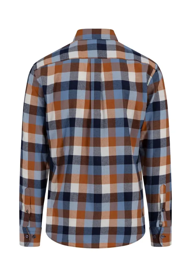 Shirts Men FYNCHHATTON Checkered Flannel Shirt Made Of Cotton Hazelflame