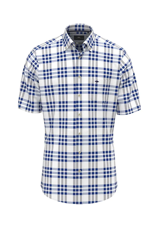 Shirts Men FYNCHHATTON Checkered Halk Shirt Made Of Cotton Navyvivid Yellowstrong Blue