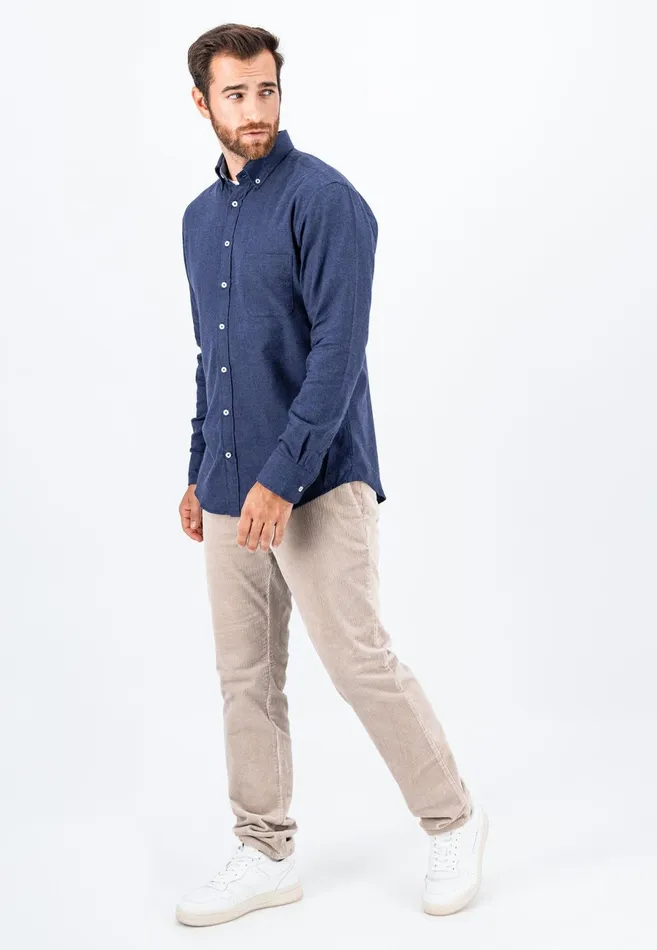 Shirts Men FYNCHHATTON Collar Flannel Shirt With A Buttondown Collar Cloud Bluenavyhazelcharcoal
