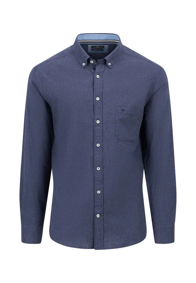 Shirts Men FYNCHHATTON Collar Flannel Shirt With A Buttondown Collar Cloud Bluenavyhazelcharcoal