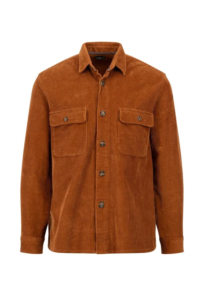 Shirts Men FYNCHHATTON Cord Overhirt With A Kent Collar Hazelcloud Bluenavywinter White