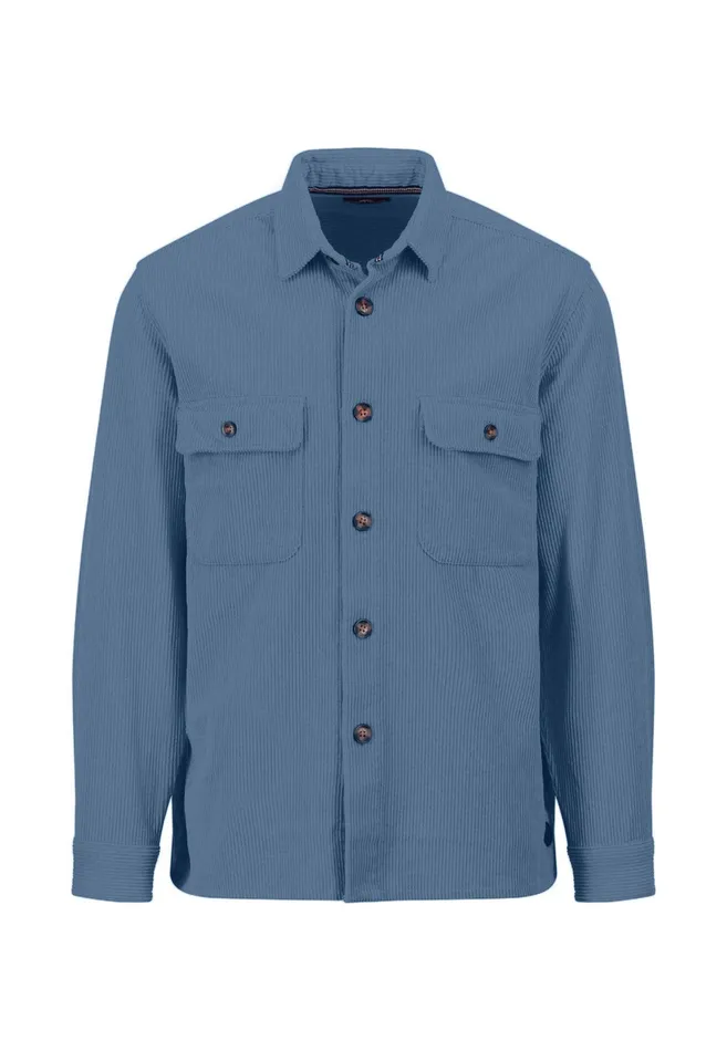 Shirts Men FYNCHHATTON Cord Overhirt With A Kent Collar Hazelcloud Bluenavywinter White