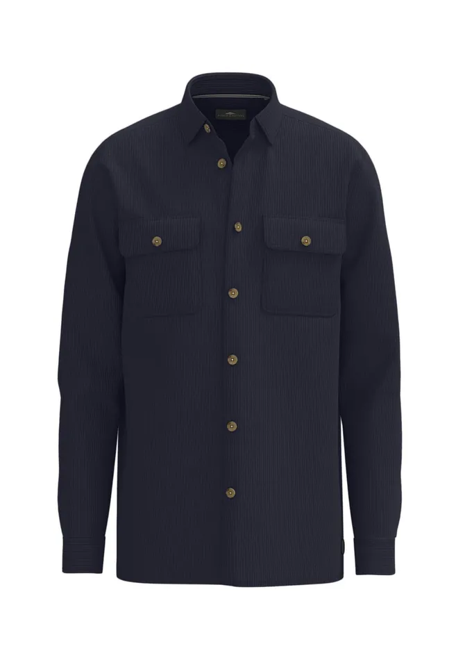 Shirts Men FYNCHHATTON Cord Overhirt With A Kent Collar Hazelcloud Bluenavywinter White