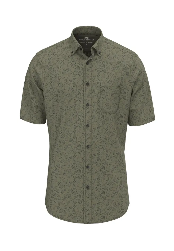 Shirts Men FYNCHHATTON Halklm Shirt With Botanical Print Olivestone