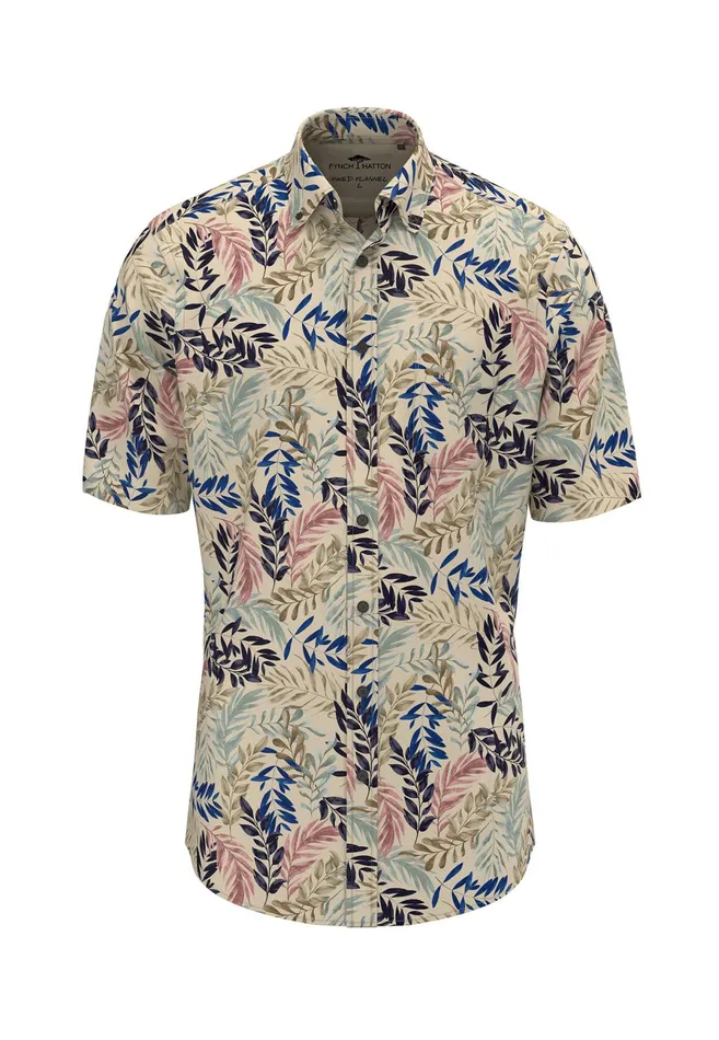 Shirts Men FYNCHHATTON Halklm Shirt With Botanical Print Olivestone