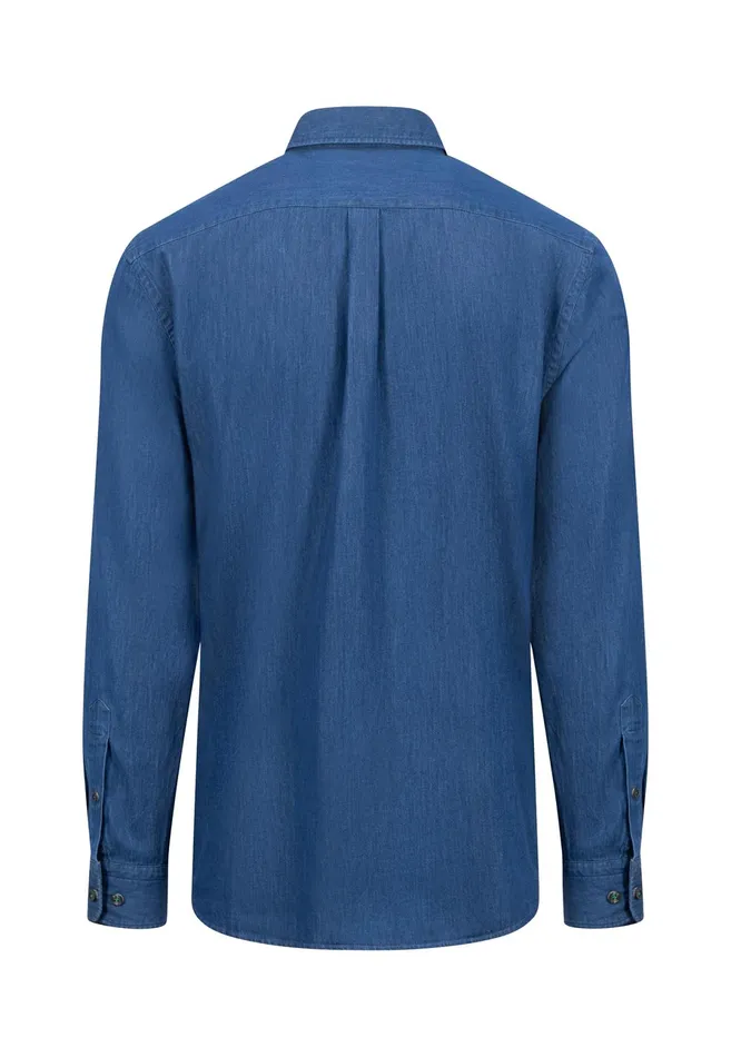 Shirts Men FYNCHHATTON Jeans Shirt With Buttondown Collar Navycrystal Blue