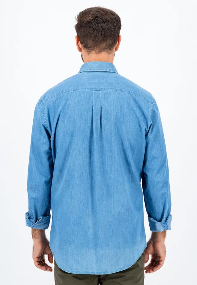 Shirts Men FYNCHHATTON Jeans Shirt With Buttondown Collar Navycrystal Blue