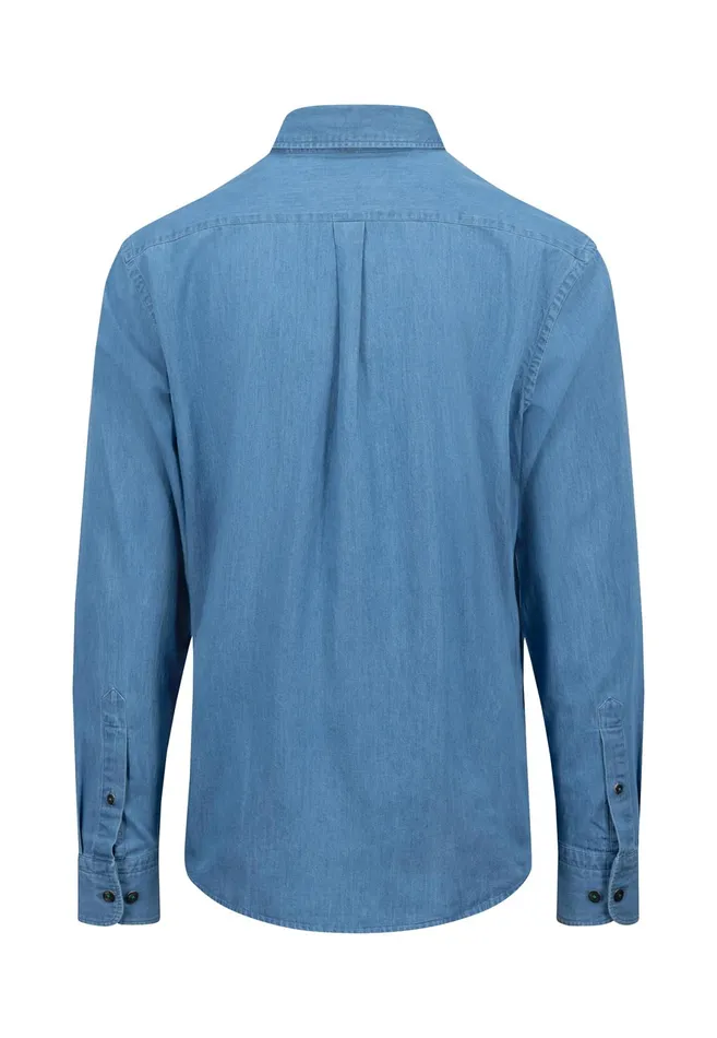 Shirts Men FYNCHHATTON Jeans Shirt With Buttondown Collar Navycrystal Blue