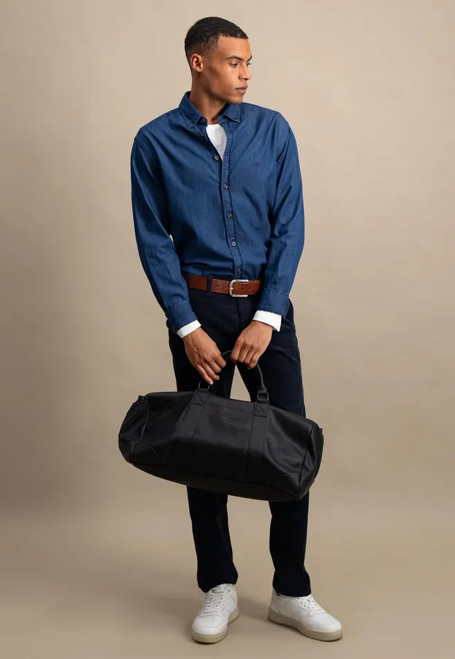 Shirts Men FYNCHHATTON Jeans Shirt With Buttondown Collar Navycrystal Blue