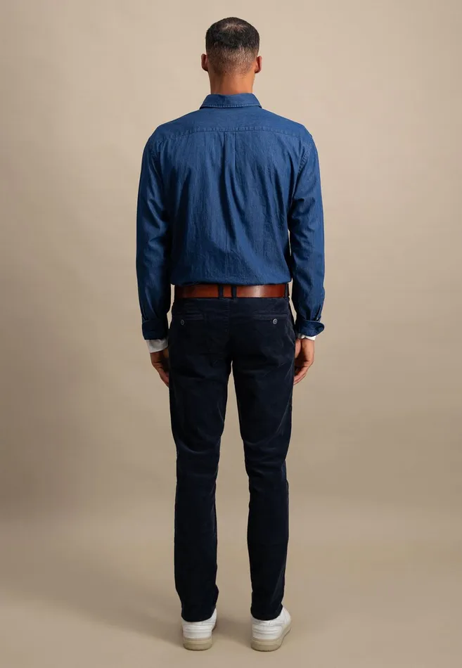 Shirts Men FYNCHHATTON Jeans Shirt With Buttondown Collar Navycrystal Blue