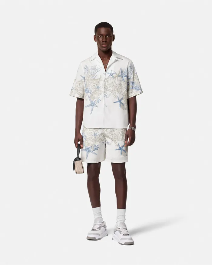 Shirts Men Versace Barocco Sea Cotton Shirt Whiteprint