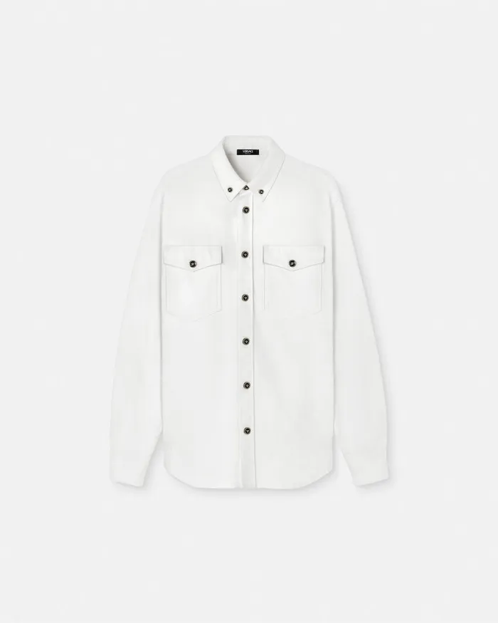 Shirts Men Versace Denim Overshirt White