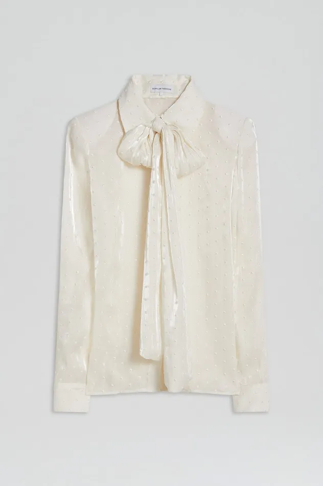 Shirts SATIN BOW SHIRT CREME Scanlan Theodore Women Shirts SATIN BOW SHIRT CREME Scanlan Theodore Women