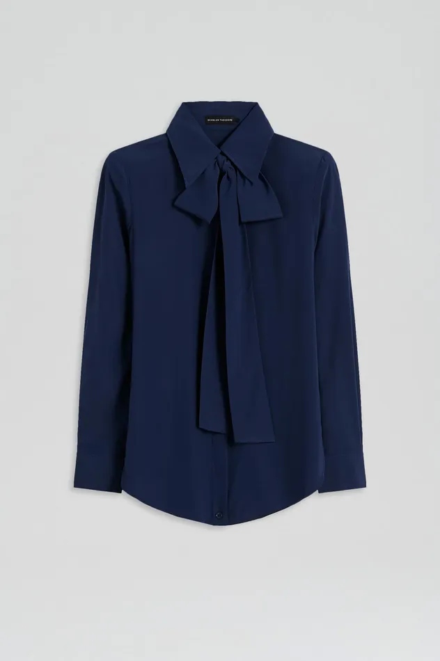 Shirts Women Scanlan Theodore SILK SHOULDER PAD SHIRT ROYAL Shirts Women Scanlan Theodore SILK SHOULDER PAD SHIRT ROYAL