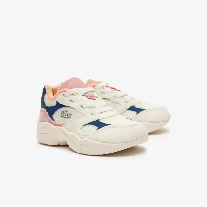 Shoes and Accessories Kids Lacoste Infants039 Storm 96 Lo Vintage Sneakers Off Whtpnk 06c