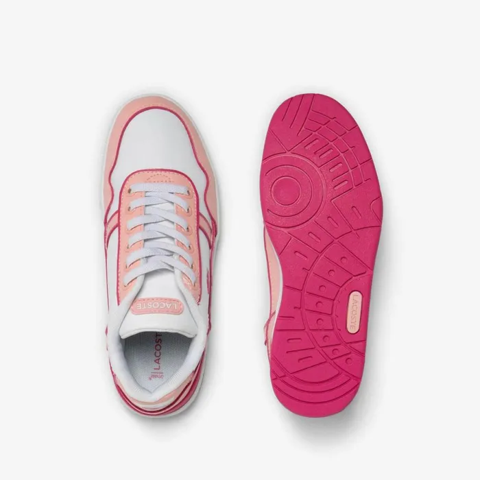Shoes and Accessories Kids Lacoste Kids Contrast Sole TClip Sneakers Whtlt Pink 1y9