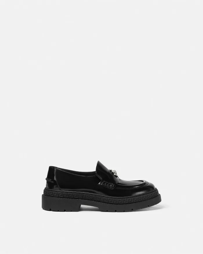 Shoes Kids Versace Medusa Patent Loafers Blacksilver