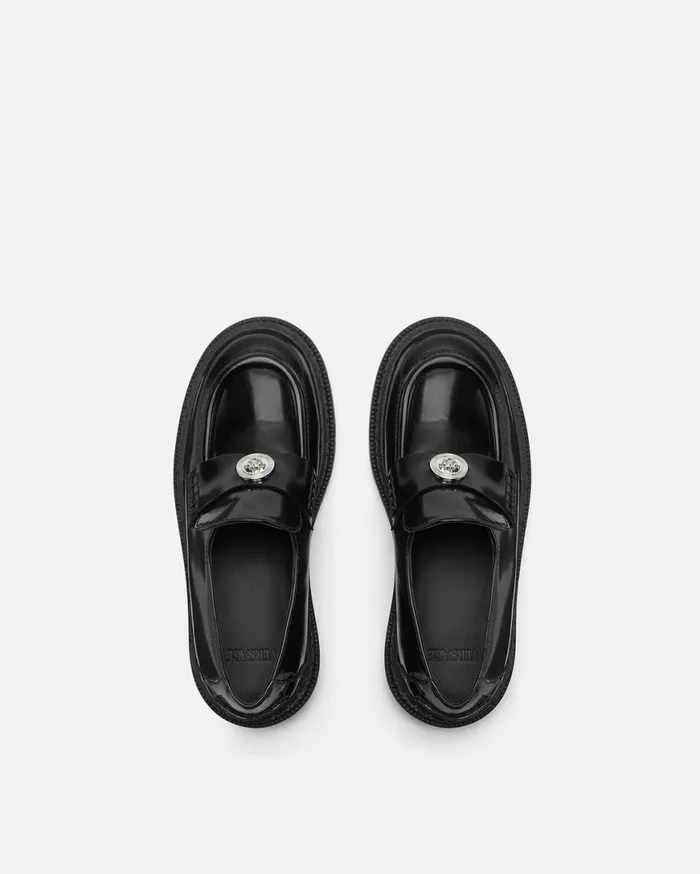 Shoes Kids Versace Medusa Patent Loafers Blacksilver