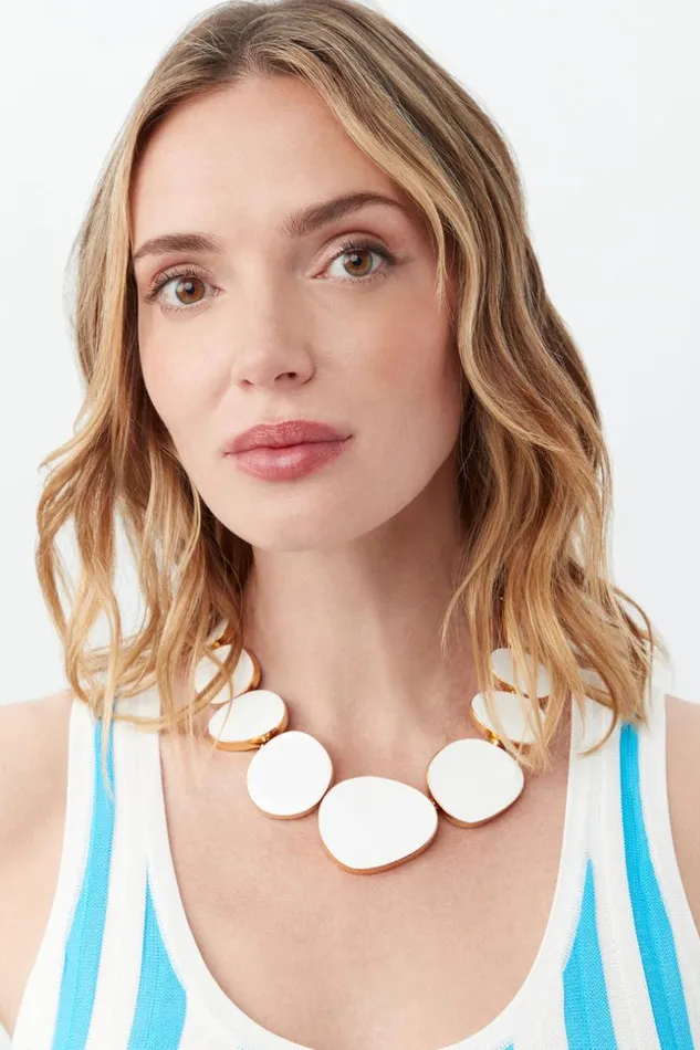 SHOP Trina Turk JEWELRY KJL FLAT WHITE AND GOLD COLLAR NECKLACE