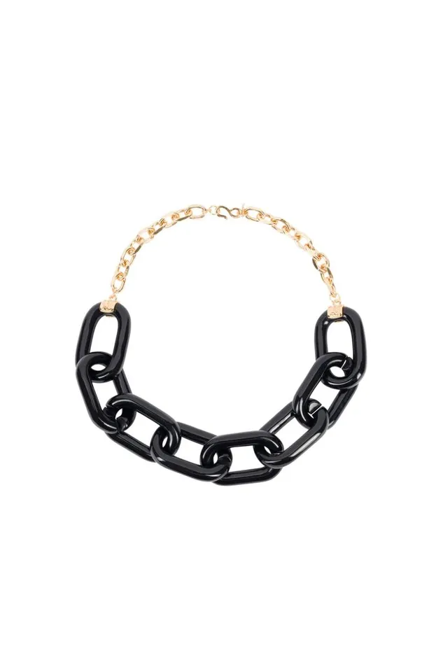 SHOP Trina Turk JEWELRY KJL GOLD BLACK RESIN 8 LINK NECKLACE
