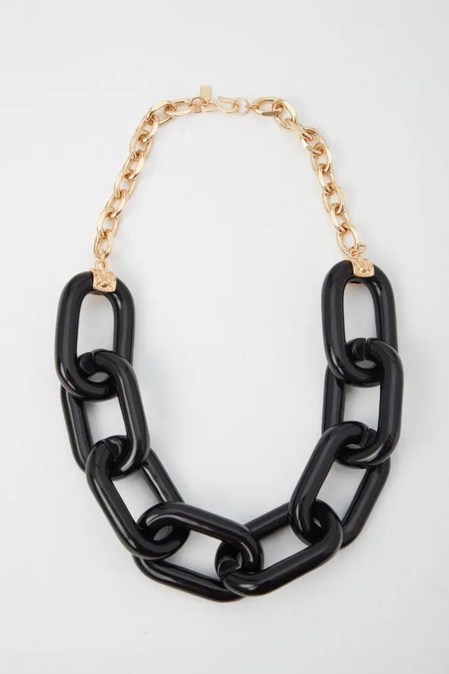SHOP Trina Turk JEWELRY KJL GOLD BLACK RESIN 8 LINK NECKLACE