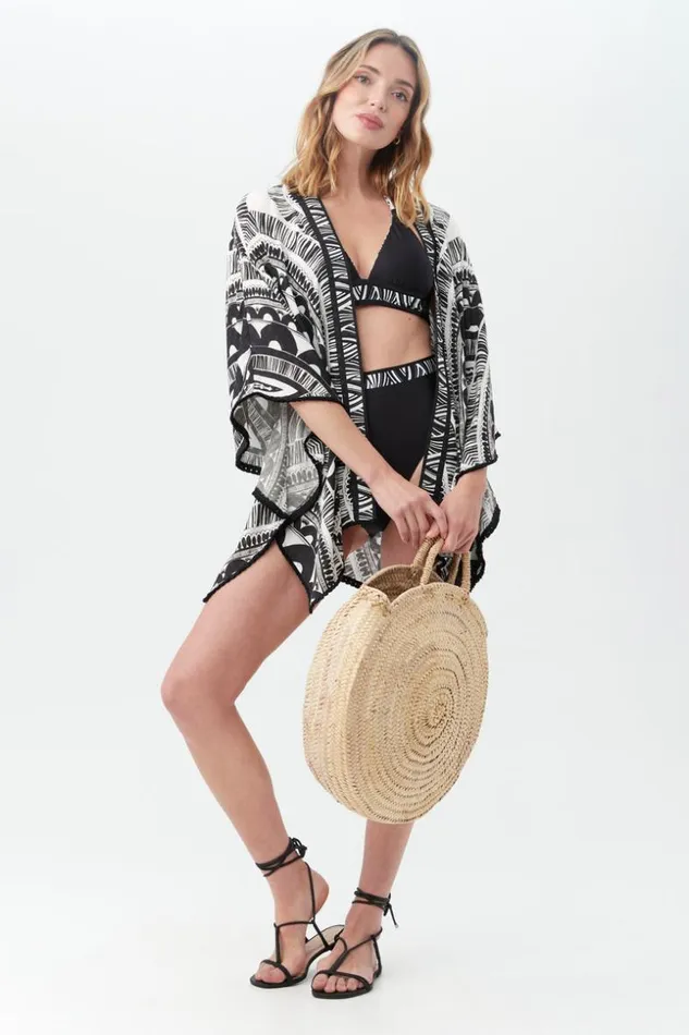 SHOP Trina Turk MATCHING SWIM SETS WOMEN039S HULA FRINGE KIMONO SWIM COVERUP