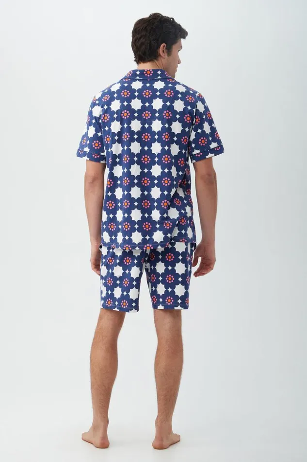 SHOP Trina Turk MEN039S SLEEPWEAR FLORAL TILE MEN039S SHORT SLEEVE BOXER SHORT JERSEY PJ SET