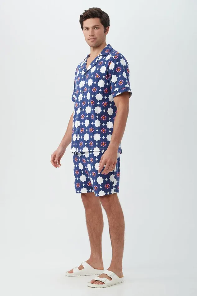 SHOP Trina Turk MEN039S SLEEPWEAR FLORAL TILE MEN039S SHORT SLEEVE BOXER SHORT JERSEY PJ SET