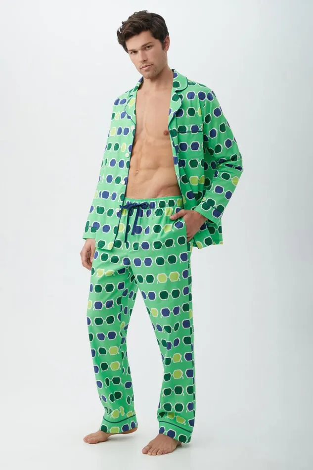 SHOP Trina Turk MEN039S SLEEPWEAR SUNGLASSES MEN039S LONG SLEEVE LONG PANT POPLIN PJ SET