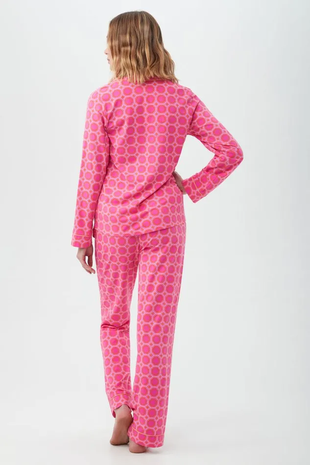 SHOP Trina Turk WOMEN039S SLEEPWEAR GEO HEX WOMEN039S LONG SLEEVE LONG PANT JERSEY PJ SET